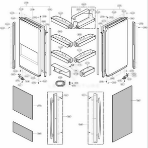 Door Parts 1 Diagram and Parts List for 78719 AHMCSER LG Refrigerator