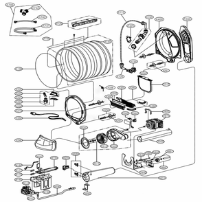 Drum And Motor Assembly: Gas Type Diagram and Parts List for DLGY1902WE ABWEEUS LG Dryer