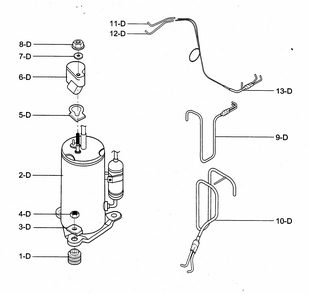 Compressor Parts Diagram and Parts List for 58074184400  Kenmore Air Conditioner