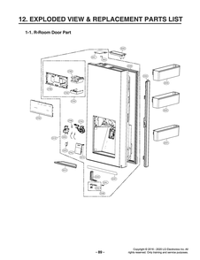 R-Room Door Part Diagram and Parts List for GR-X23FGNGM AGRCNA0 LG Refrigerator