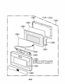 Door And Controller Parts Diagram and Parts List for 72163992301  Kenmore Microwave