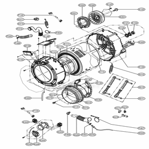 Drum And Tub Assembly Diagram and Parts List for WM3477HS ALSEEUS LG Washer Dryer Combo