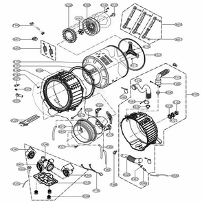 Drum And Tub Assembly Diagram and Parts List for 41683 ASTESEU LG Washer