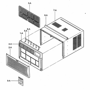 Cabinet/front Grille Assy Diagram and Parts List for 58074083400  Kenmore Air Conditioner