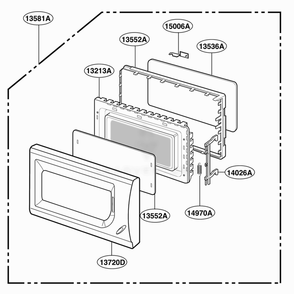 Part Location Diagram of 3581W1A227K LG DOOR Assembly