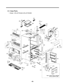 Case Parts Diagram and Parts List for GR-J31FWAJM ASBCNA0 LG Refrigerator