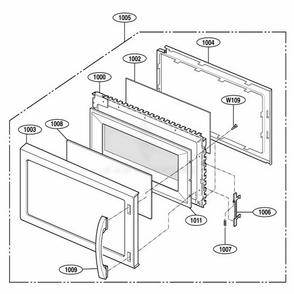 Door Parts Diagram and Parts List for 80522 CWHESEA LG Range