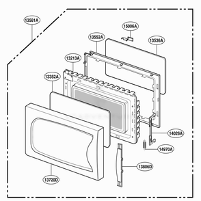 Door Parts Diagram and Parts List for MA1103W MWEGSE LG Range