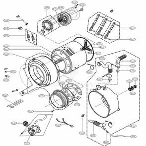 Drum And Tub Assembly Diagram and Parts List for WM2650HRA ACREPUS LG Washer