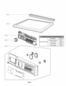 Control Panel Parts Diagram and Parts List for 79691372210  Kenmore Dryer