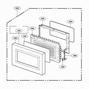 Door Parts Diagram and Parts List for UMC5200AAS CSBEMGR LG Wall Oven