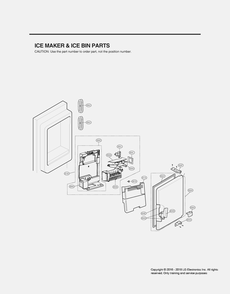Ice Maker And Ice Bin Parts Diagram and Parts List for GR-L268LMJM AMTCNA0 LG Refrigerator