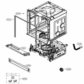 Main Diagram and Parts List for LDP5676BD ABDEEUS LG Dishwasher