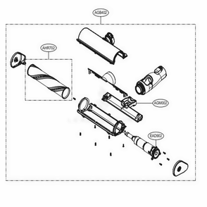 Carpet Nozzle Diagram and Parts List for A905RM BBRELGA LG Upright Vacuum