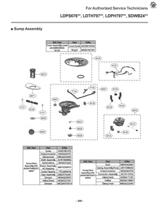Sump Assembly Svc Part Diagram and Parts List for LDTH7972S ASSESNA LG Dishwasher