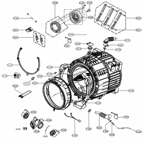 Drum And Tub Assembly Diagram and Parts List for 41563 ASTEUEU LG Washer