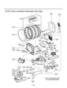 Drum And Motor Assembly Diagram and Parts List for DLG3471W ABWEEUS LG Dryer