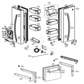 Door Parts Diagram and Parts List for LFD22786SW ASWCNA1 LG Refrigerator
