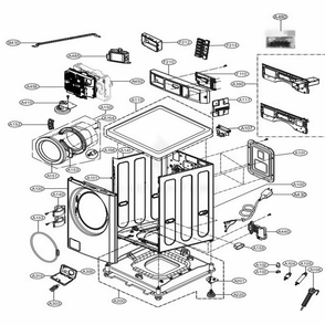 Cabinet And Control Panel Assembly 1 Diagram and Parts List for GCWM1069CS7 ASSEELC LG Washer Dryer Combo