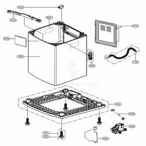 Outer Case Assembly Diagram and Parts List for WT1901CW ABWETUS LG Washer