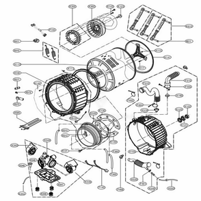 Drum And Tub Assembly Diagram and Parts List for WM4370HWA ABWETUS LG Washer