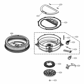 Tub Assembly Diagram and Parts List for WD200CW ABWEEUS LG Laundry Accessories
