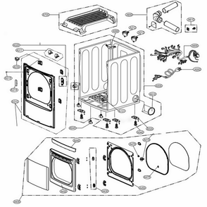 Cabinet And Door Assembly Diagram and Parts List for DLE4870W ABWEEUS LG Dryer