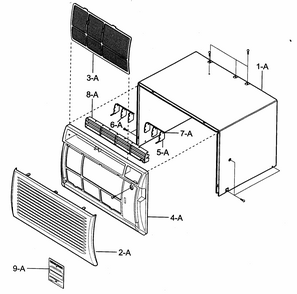 Cabinet/front Grille Assy Diagram and Parts List for 58074130400  Kenmore Air Conditioner
