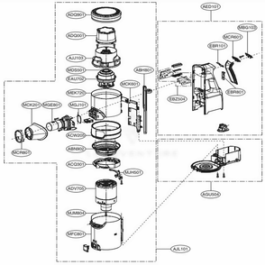 Handle Assembly Diagram and Parts List for A927KGMS AIGELGA LG Canister Vacuum