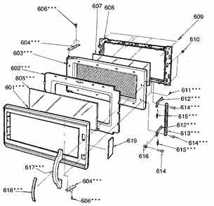 Door Diagram and Parts List for 7218915080  Kenmore Microwave