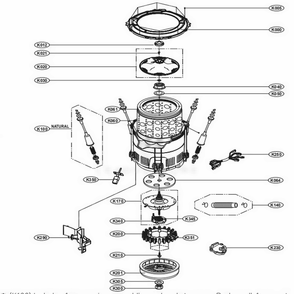 Tub Assembly Diagram and Parts List for 048231013369 ASSEEUS LG Washer Dryer Combo