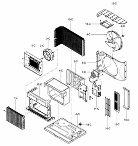 Air Handling/cycle Parts Diagram and Parts List for 58075119500  Kenmore Air Conditioner