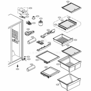 Refrigerator Compartment Diagram and Parts List for LSC27925SB AWBCNA0 LG Refrigerator