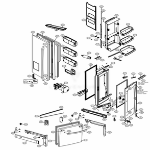 Door Parts Diagram and Parts List for LFXC24796S ASTCNA0 LG Refrigerator