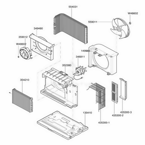Air Handling And Cycle Parts Diagram and Parts List for 580 AWYBSRS LG Air Conditioner
