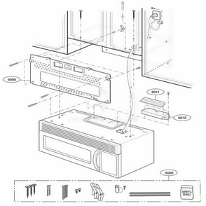 Installation Parts Diagram and Parts List for KHMC107EBL AB1EKAD LG Wall Oven