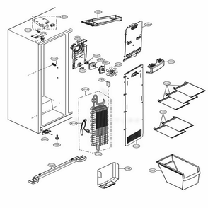 Freezer Compartment Diagram and Parts List for LSXS22423S ASTCNA0 LG Refrigerator