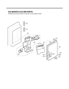 Ice Maker And Ice Bin Parts Diagram and Parts List for GR-J31GHSJM ASBCNA2 LG Refrigerator