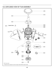 Tub Assembly Diagram and Parts List for WT7405CV ASSETUS LG Washer
