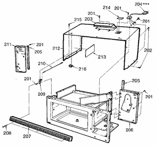 Cabinet Diagram and Parts List for 7218815181  Kenmore Microwave