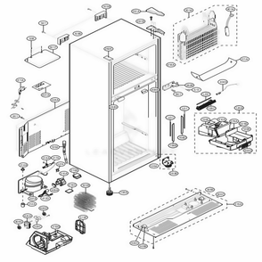 Case Parts Diagram and Parts List for 78032 ASWCSE4 LG Refrigerator