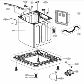 Outer Case Assembly Diagram and Parts List for WT7200CW ABWETUS LG Washer