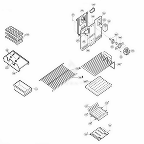 Freezer Parts Diagram and Parts List for 66212 ASWCSCB LG Refrigerator