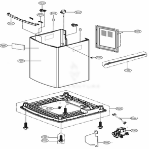 Case Assembly Diagram and Parts List for WT7710HVA ASSEEUS LG Washer