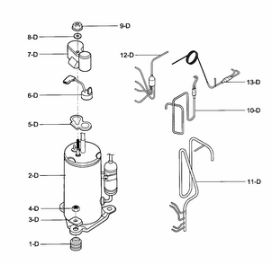 Compressor Parts Diagram and Parts List for 58075121501  Kenmore Air Conditioner