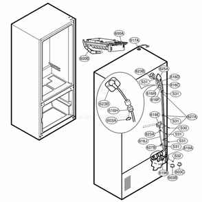 Ice Maker Parts Diagram and Parts List for 71016 ATICSE0 LG Refrigerator