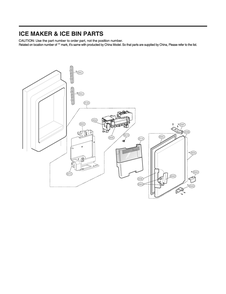 Ice Maker And Ice Bin Parts Diagram and Parts List for GR-L288NSXM ASTCNA4 LG Refrigerator