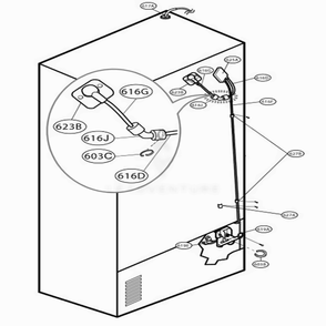 Valve And Water Tube Parts Diagram and Parts List for 79764 ABI1SEF LG Refrigerator