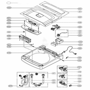 Top Cover Assembly Diagram and Parts List for WSLP1500HWW ABWEGEA LG Washer