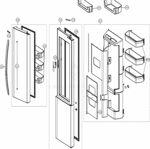 Refrigerator Door Diagram and Parts List for LSXC22486S ASTCNA3 LG Refrigerator